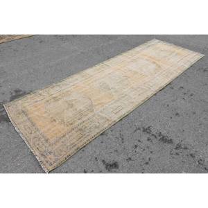 Tapis Turc Classique Vintage Beige Bleu 4.1 X 11.8ft Grande Surface Laine Latex Rectangulaire Abstrait Patchwork Couloir Design Tapis de Chambre - Product Image 3