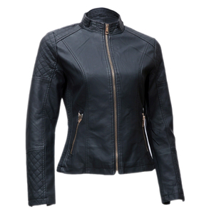 Chaqueta bomber para motocicleta con botones impermeable ecológica de cuero genuino de gran tamaño para mujer, chaqueta de lona para otoño e invierno a la moda - Product Image 4
