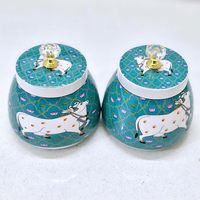 Tarro de Metal Pintado a Mano para Guardar Frutos Secos |   Recipiente Hermético para Alimentos, Apto para Uso en la Cocina, Tapa de Color Personalizado, Regalo Empresarial