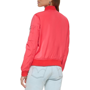 Chaqueta de bombardero de lana de alta calidad para mujer, diseño universitario ajustado de Color sólido con cuello levantado, venta al por mayor para uso en invierno - Product Image 3