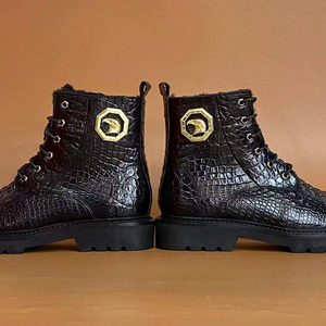 Botas de Tobillo con Cordones de Cuero Genuino Importado, Forro de Lana, Suela Antideslizante, Estilo Británico, para Invierno y Todas las Temporadas - Product Image 3