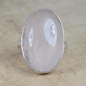 925 Plata de ley Diseñador clásico Corte ovalado Rosa Cuarzo Boda Compromiso Aniversario Anillo Enero Birthstone - Product Image 1