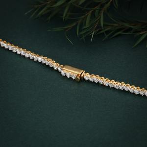 Collar de diamantes graduados de oro amarillo de 14 quilates de diseñador con diamantes cultivados en laboratorio de 9,88 quilates, joyería nupcial de lujo para mujer - Product Image 2