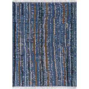 Alfombra Blythe Azul de Yute y Cáñamo Anudada a Mano con Patrón Abstracto PKWL-10013 para Uso Doméstico - Product Image 1