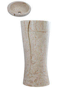 Lavabos Modernos Ovalados de Ónix con Semi-Pedestal para Baño y Cocina, con Acabado Pulido y Montaje de Grifo de un Solo Orificio - Product Image 3