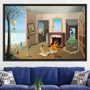 Décoration murale sur toile au style surréaliste moderne - Œuvre d'art imprimée, cadeau de Noël, toile encadrée noire - Product Image 1