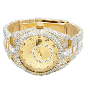 Montre de fiançailles en or blanc/jaune 14K/18K avec diamant de laboratoire CT 2.0 VVS, boîtier en acier inoxydable, mouvement mécanique, style tendance - Product Image 3