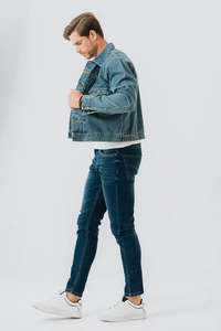 Veste en jean longue surdimensionnée pour homme OEM, vêtement d'extérieur décontracté avec boutons en laine et en tissu, manteau pour l'automne, vêtement d'extérieur décontracté pour homme - Product Image 4