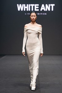 Vestidos antiarrugas para mujer, elegante, blanco y negro, Lumi, lana, encaje, Jacquard, vestido largo, ropa para mujer, ANT blanca, hecho en Vietnam - Product Image 2