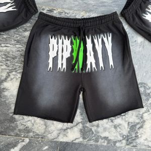 Pantalones cortos de hombre de rizo francés con serigrafía DTG personalizada, ropa de calle Vintage de algodón 100% lavado con ácido desteñido al sol con dobladillo crudo - Product Image 1