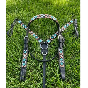 Collar de Pecho para Caballo de Cuero Repujado Floral Clásico al por Mayor, Collar de Pecho para Caballo de Cuero Resistente - Product Image 1