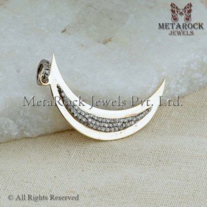 จี้สร้อยคอรูปพระจันทร์เสี้ยวประดับเพชรทอง 14k พร้อมเงินแท้ 925 ชุบออกซิไดซ์ งานแฮนด์เมด เครื่องประดับคุณภาพสูง ขายส่ง - Product Image 5