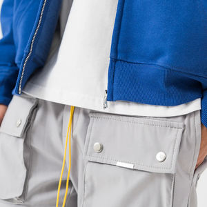 Sudadera con capucha de algodón con cremallera 450GSM para hombre, ropa de calle de peso pesado, logotipo personalizado, Sudadera con capucha informal de gran tamaño con cremallera gruesa - Product Image 5