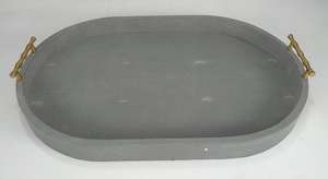 ถาดเก็บของทรงรีลายหนังปลาฉลามเทียม รุ่น DPC 095 ขนาด 0.58x0.38x0.065 นิ้ว พร้อมหูจับ สำหรับเสิร์ฟชา/อาหาร - Product Image 4