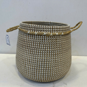 Round Seagrass Multifunction <b>Storage</b> Size L Vietnam Made Under 1cm Dimensional Tolerance Under 5% <b>Weight</b> Tolerance - Product Image 1