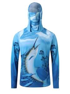 Sudadera con capucha de manga larga de pesca con estampado de sublimación personalizada UPF 50 + camisa de pesca transpirable de secado rápido ropa deportiva con protección UV - Product Image 3