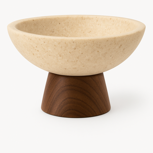 Cuenco de mármol blanco de forma redonda con base de pedestal de metal dorado, cuenco decorativo para mesa, soporte para frutas, Decoración de cocina, exhibición de acento - Product Image 4