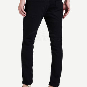 Pantalones vaqueros de cintura alta deportivos informales para hombre al por mayor, pantalones vaqueros de cuero rectos de tela de lona ligeros con logotipo personalizado para uso en invierno - Product Image 2