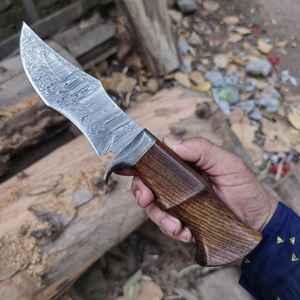 Handmade Damascus <b>Steel</b> Hunting Knife Wood Handle for Outdoor Survival Camping Fishing Hunting Knives Damascus <b>Steel</b> Blade - Product Image 4