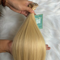Vente en gros 100% Bande de Cheveux Humains dans les Extensions 16-28 Pouces 12A Blond Vierge Plus Os Droite Main Attachée Trame Cheveux Teints