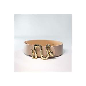 <b>Snake</b> Buckle Women's Trouser Belt, Jacket Belt, <b>Dress</b> Belt, Shirt Belt - BEIGE-GOLD - Product Image 2
