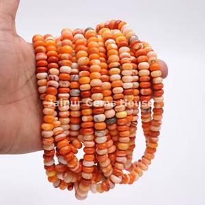 À la mode cristal Orange opale lisse Rondelle forme perles 8mm brin collier Bracelet faisant chaud mexicain opale pierres précieuses bijoux - Product Image 1
