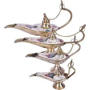 Hot Selling Brass Aladdin Lamp With White Hand Painted Finished Set Of 4 Most Selling Lighting Product For Decoration For Sale