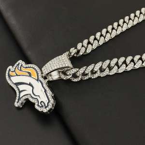 Colgante Deportivo del Equipo de Fútbol Americano NFL Denver Broncos, Estilo Hip Hop Unisex, Brillante, Chapado en Oro de 14K, Plata 925, Moissanita - Product Image 6