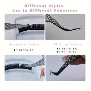 Pince à cils professionnelle de marque privée en gros en acier inoxydable Volume incliné Embouts en fibre pince à épiler Extensions de cils - Product Image 6