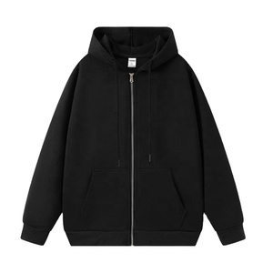 Manufacturer Wholesale <b>Men's</b> <b>Plain</b> Blank Unisex <b>Black</b> Zip up <b>Hoodie</b> Custom 330gsm Zip <b>Hoodie</b> for <b>Men</b> Best Price - Product Image 1