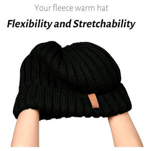 Bonnets super fins pour dames Matériaux en laine de couleur noire Flexibilité et extensibilité Street Wear Bonnets Casquettes - Product Image 4
