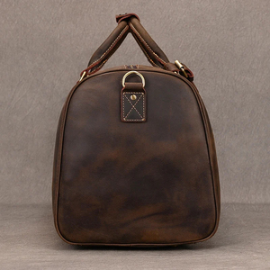 Sac de voyage de luxe en cuir pleine fleur véritable unisexe, sac de week-end à bandoulière avec fermeture à glissière - Product Image 2