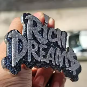 Hip Hop Diamond Pendant with Personalized <b>Name</b> 925 Silver Moissanite diamond silver Plated Cuban Link <b>Chain</b> Icedown Jewelry - Product Image 2