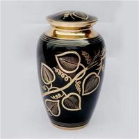 Urna Funeraria de Lujo al por Mayor, de Latón Negro y Dorado con Diseño Floral, Duradera, Ecológica, Decorativa para Mesa, Conmemorativa para Adultos