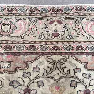 พรมตุรกี 0.5x9.4 ฟุต สีเบจชมพูไล่เฉด พรมวินเทจทำจากขนสัตว์ - Product Image 5