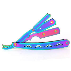 Maquinilla de afeitar Manual azul titanio para depilación, maquinilla de afeitar de acero inoxidable, maquinilla de afeitar recta de un solo borde, maquinilla de afeitar recta - Product Image 3