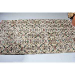 พรมตุรกีขนาด 4.2x7.9 ฟุต พรมวินเทจ พรมขนสัตว์สีเบจเขียวสไตล์ตะวันตกเฉียงใต้ - Product Image 4