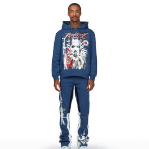 Survêtement personnalisé Streetwear avec logo, deux pièces, pour l'entraînement sportif, hiver 2024, col rond, sweat-shirt, vêtements grande taille pour hommes, 100% coton - Product Image 1