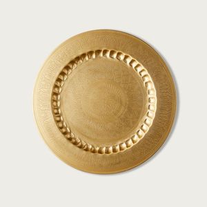 Gran Placa de cargador de metal redondo metálico dorado rosa decorativo para un elegante Banquete de comedor - Product Image 3