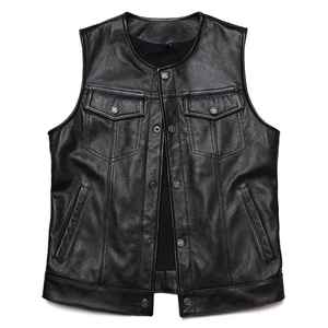 Hot Sale Leather <b>Vest</b> Warm And Windproof Winter Sleeveless Design Plus Size Outdoor Smart <b>Heated</b> Genuine Mens Leather <b>Vest</b> - Product Image 1