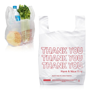 OEM de fábrica de alta calidad biodegradable HDPE/LDPE lado fuelle compras bolsas de plástico gracias logotipo impreso bolsas de tamaño personalizado bolsas - Product Image 3