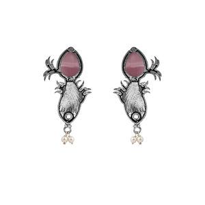 Boucles d'oreilles en perles avec motif de poisson en pierre rose - Product Image 3