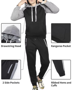 Venta al por mayor hombres gimnasio chándal 2 piezas impreso Sudadera con capucha y pantalones de chándal en deportes ropa de fitness - Product Image 2