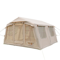 Tente Gonflable Beige 13,68 m² en Oxford Imperméable à Montage Rapide pour 3-4 Personnes, Idéale pour le Camping en Plein Air - Vente en Gros Usine