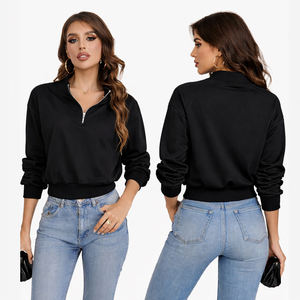 High Quality Women's Fashion Hoodie Stand Collar Long <b>Sleeve</b> Half Zipper Loose Fit Breathable Color Contrast <b>Sweatshirt</b> - Product Image 4