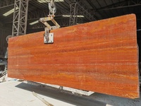 Dalles et carreaux de pierre de marbre en travertin rouge aiguisé poli naturel pour revêtement de sol et tables de meubles