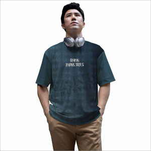 T-shirt pour hommes imprimé de motifs graphiques en coton mélangé Top décontracté tendance pour un look de rue moderne - Product Image 1