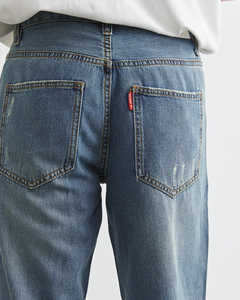 2025 nueva tendencia, etiqueta personalizada, pantalones vaqueros a cuadros, ocio de negocios, ajuste holgado, recto, cintura media, orillo de lujo, pantalones vaqueros de alta calidad para hombres - Product Image 5