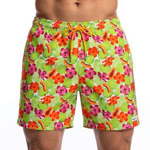New <b>Men's</b> Tropical Leaf Print Board Shorts Quick Dry Drawstring Elastic Waist Casual Swim <b>Trunks</b> Short Length - Product Image 4