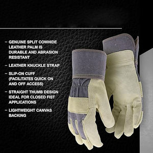 Guantes de trabajo de Palma de cuero de vaca, resistente a la abrasión, agarre mejorado, puño de seguridad extendido, resistente a impactos - Product Image 6